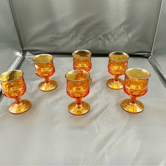 1960s Royal Amber small goblets set of 6 - Picture 11 of 12